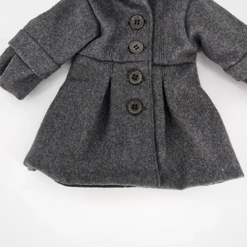 Unbranded Gray Grey Button Down Doll Long Sleeve Winter Coat for 18
